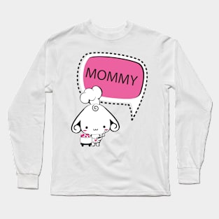 Loving Mommy Dog Cartoon with Heart Long Sleeve T-Shirt